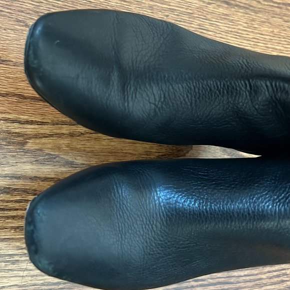 Zara Black Leather Ankle Boots Size 37 - Picture 5 of 5